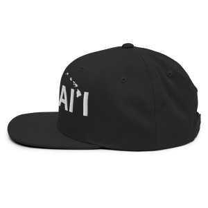 Hawai'i Islands Regular Snapback Hat | Black | 3D Puff White - Image 4