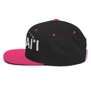 Hawai'i Islands Regular Snapback Hat | Black / Neon Pink | 3D Puff White - Image 4