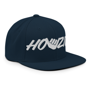 Howzit Shaka Letter Classic Snapback Hat | Navy | 3D Puff White - Image 5
