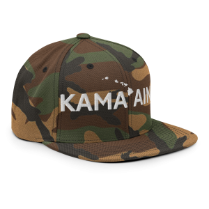 Kama'aina Classic Snapback Hat | Green Camo | 3D Puff White - Image 5