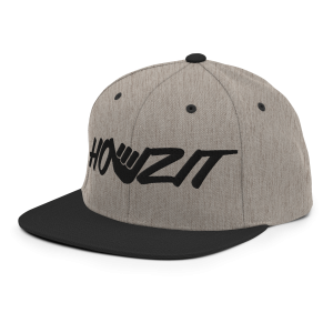 Howzit Shaka Letter Classic Snapback Hat | Heather / Black | 3D Puff White - Image 3