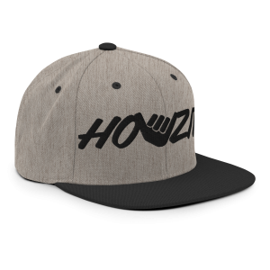 Howzit Shaka Letter Classic Snapback Hat | Heather / Black | 3D Puff White - Image 5