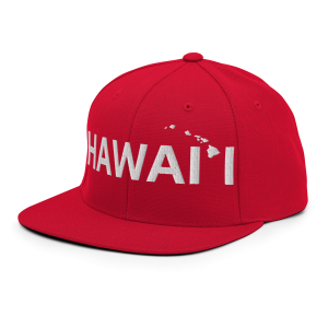 Hawai'i Islands Regular Snapback Hat | Red | 3D Puff White - Image 3