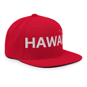 Hawai'i Islands Regular Snapback Hat | Red | 3D Puff White - Image 5