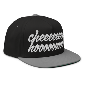 Cheeeeeeee Hoooooooo Flat Bill Cap | Black / Grey | 3D Puff White - Image 5
