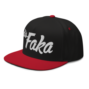 Dis Faka Flat Bill Cap | Black / Red | 3D Puff White - Image 3
