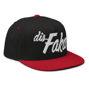 Dis Faka Flat Bill Cap | Black / Red | 3D Puff White - Image 5