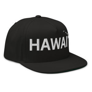 Hawai'i Islands Flat Bill Cap | Black | 3D Puff White - Image 5