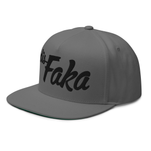 Dis Faka Flat Bill Cap | Grey | 3D Puff Black - Image 3
