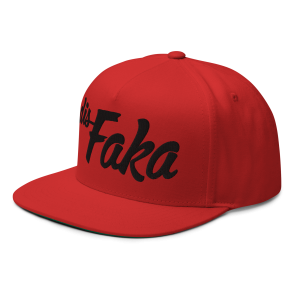 Dis Faka Flat Bill Cap | Red | 3D Puff Black - Image 3