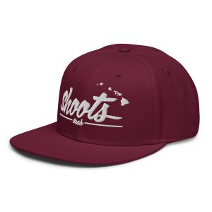 Shoots Brah Islands Regular Snapback Hat | Maroon | 3D Puff White - Image 3