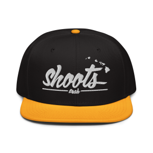 Shoots Brah Islands Regular Snapback Hat | Black / Yellow | 3D Puff White