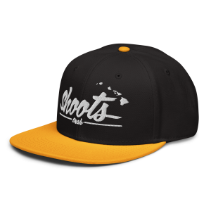 Shoots Brah Islands Regular Snapback Hat | Black / Yellow | 3D Puff White - Image 3