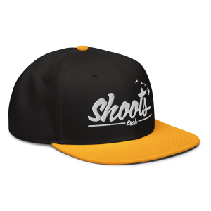 Shoots Brah Islands Regular Snapback Hat | Black / Yellow | 3D Puff White - Image 5